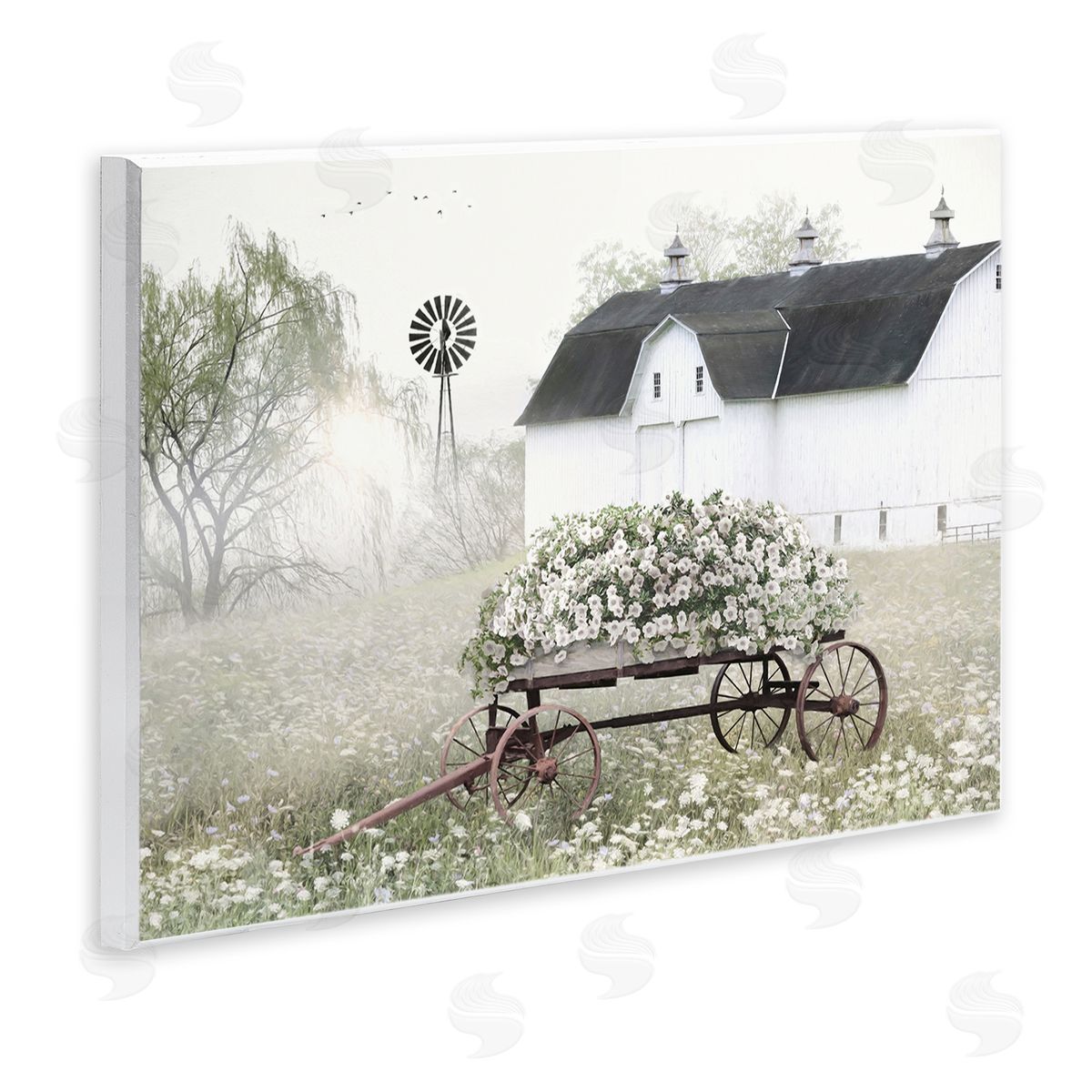 Endearing Vintage Flower Wagon Wood Plaque Wall Art, Home Decor by Lori Deiter