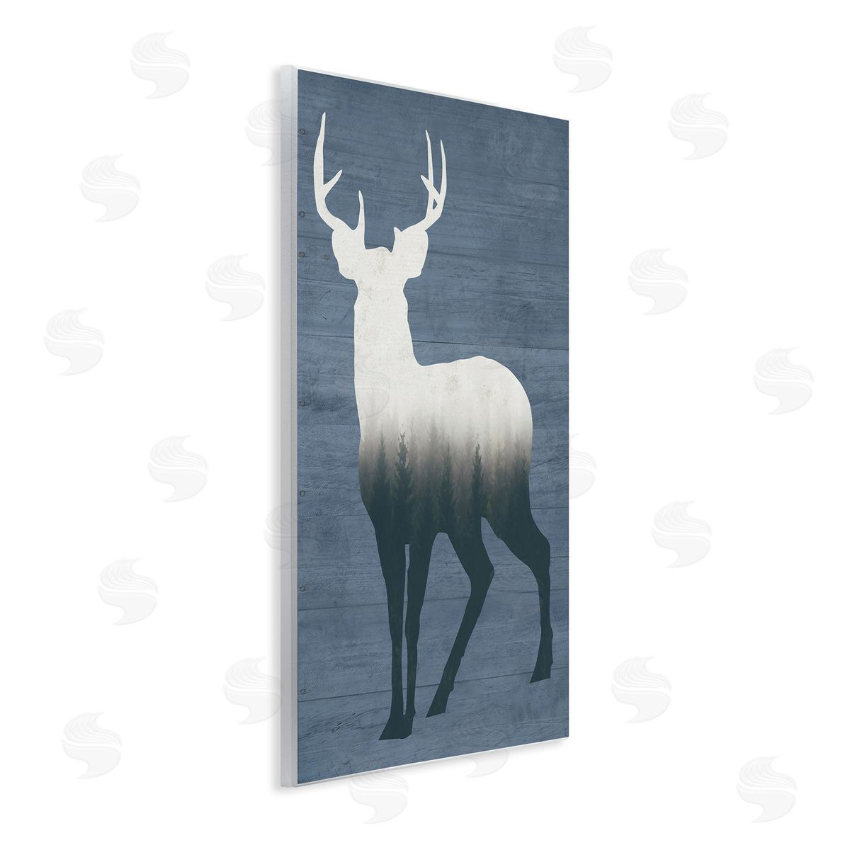 Lettered and Lined Rustic Deer Silhouette Cabin Grain Pattern Wall Plaque Art Print