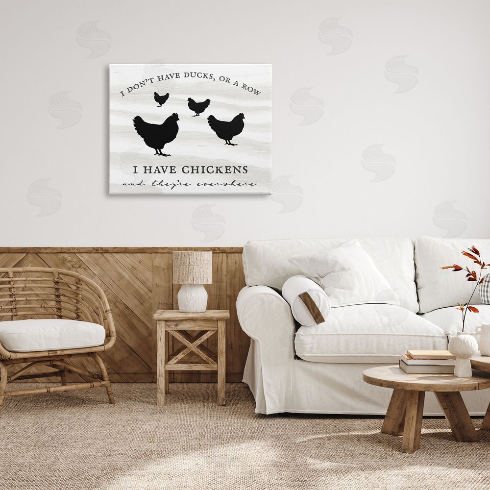 Stupell Studio I Have Chickens Fun Farmhouse Country Typography Sign Canvas Wall Art Print in Room