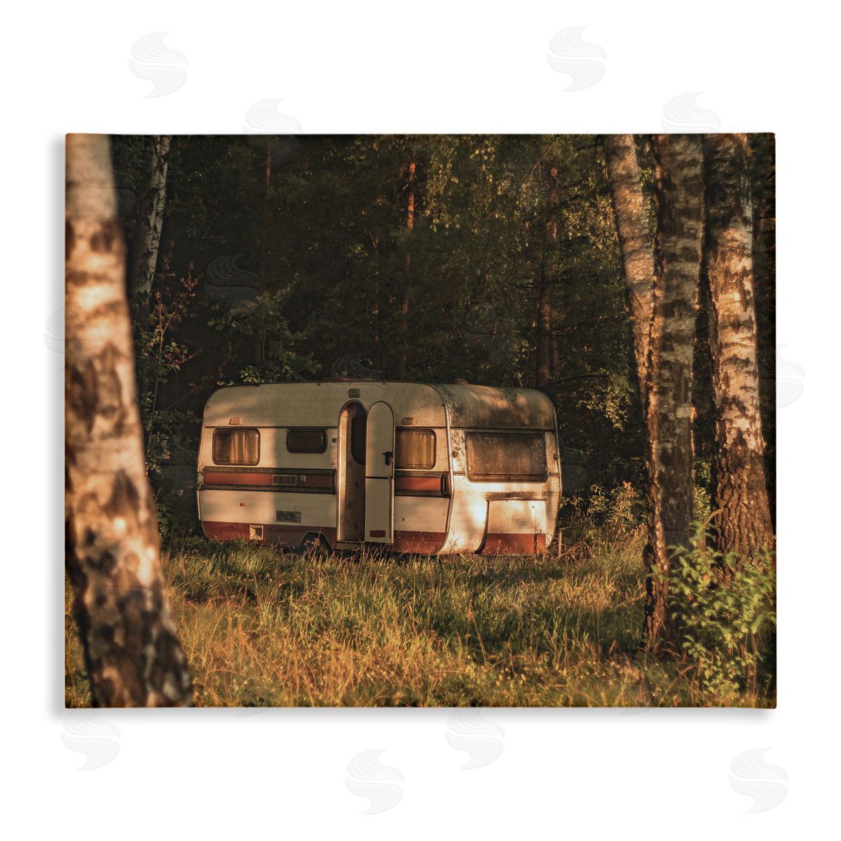 Stupell Studio Quiet Camper Van Deep Woodland Forest Clearing  Stretched Canvas Wall Art Print