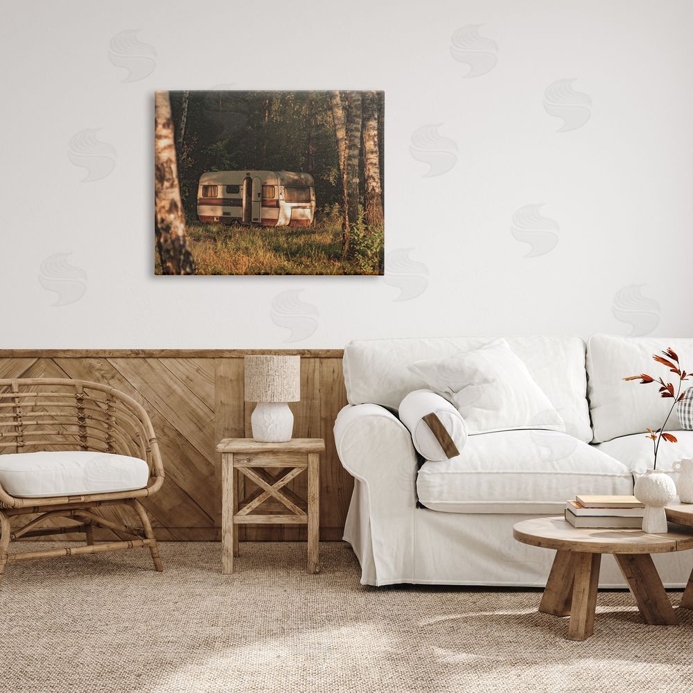 Stupell Studio Quiet Camper Van Deep Woodland Forest Clearing  Canvas Wall Art Print in Room