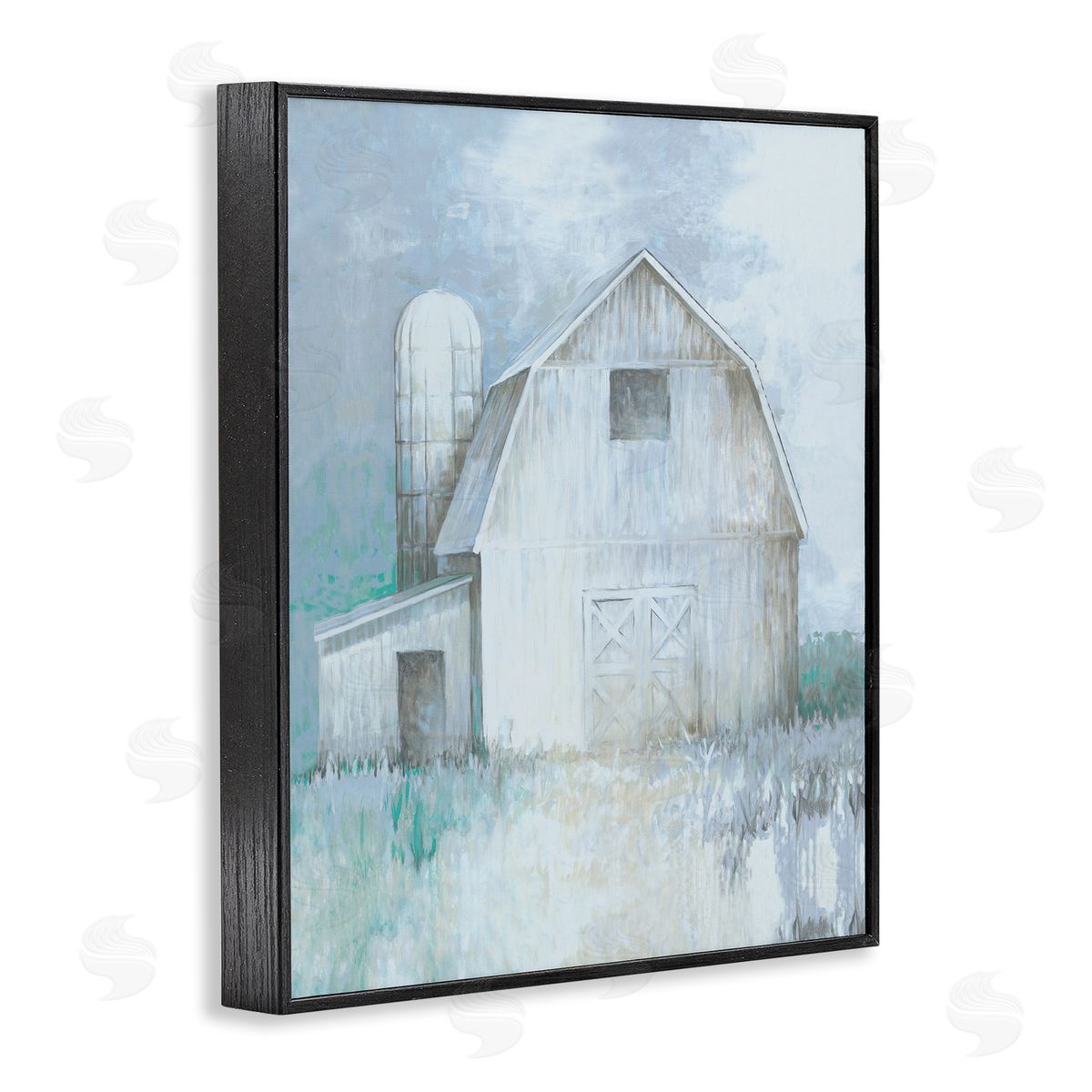 White Ladder Modern Country Barn Contemporary Pastel Brush Strokes Black Framed Giclee Wall Art Print