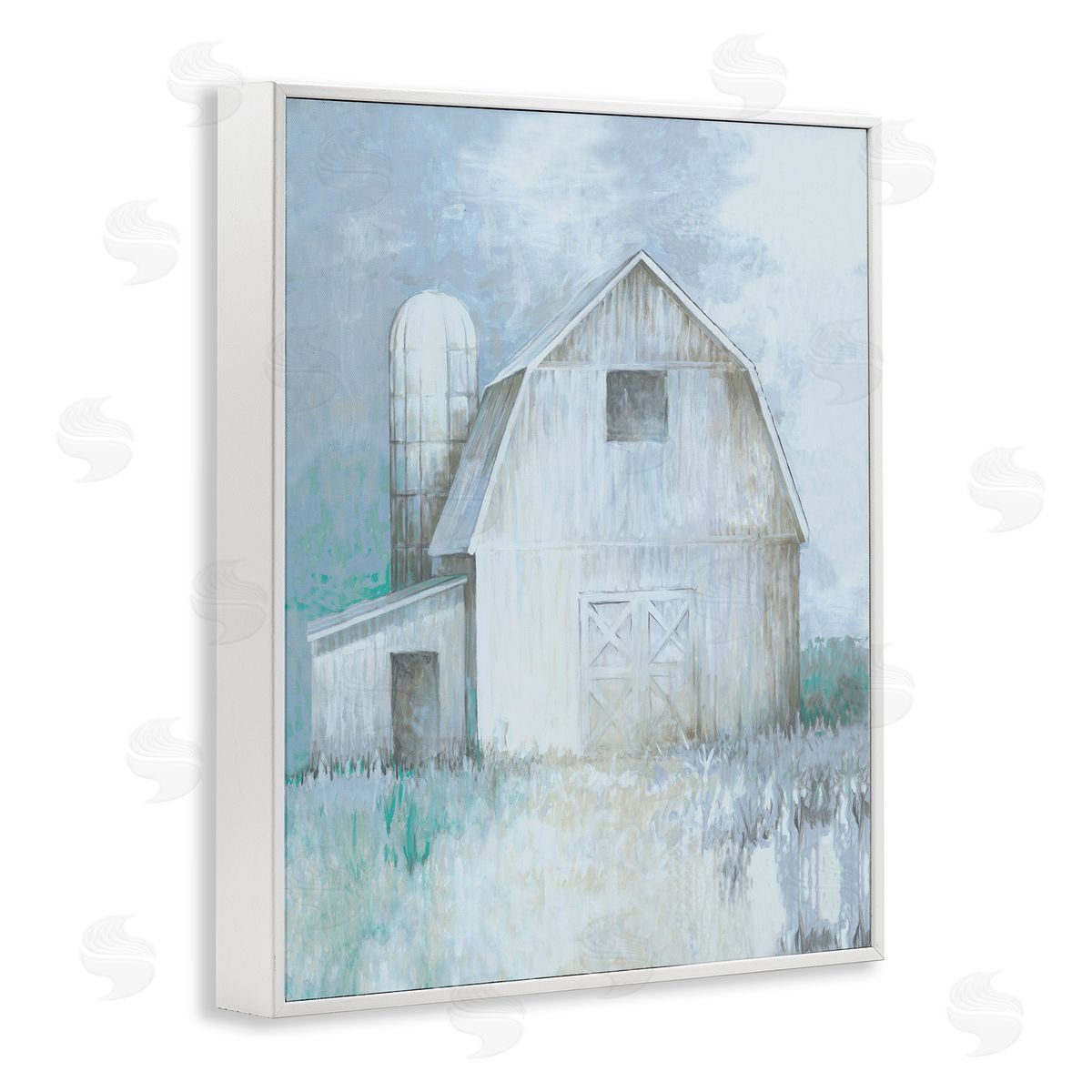White Ladder Modern Country Barn Contemporary Pastel Brush Strokes White Framed Giclee Wall Art Print
