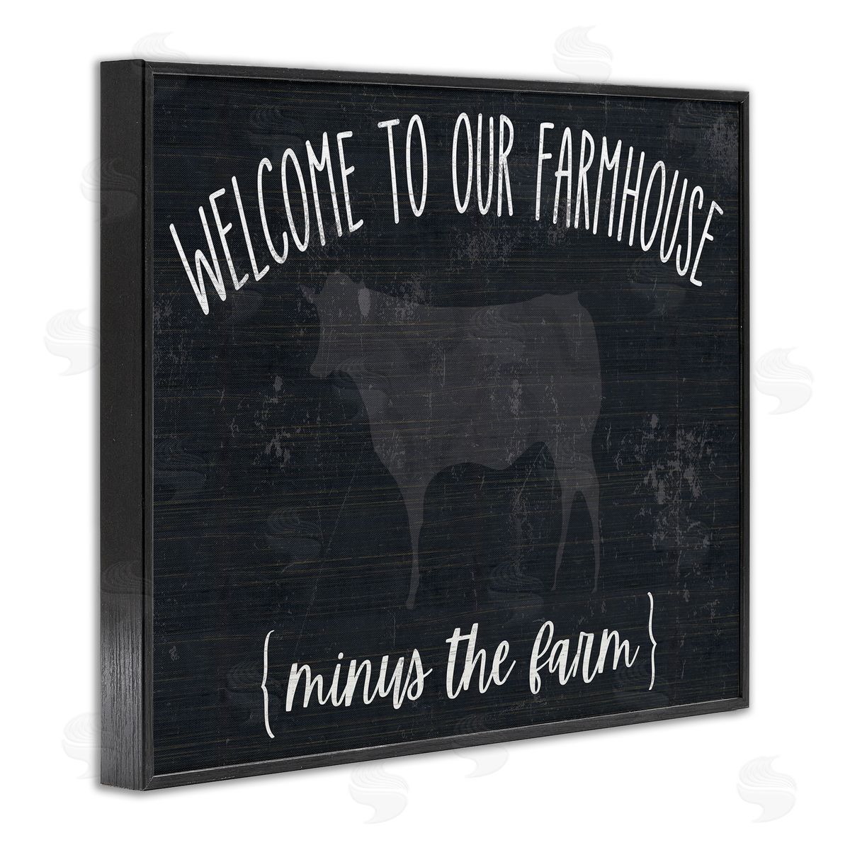 White Ladder Welcome To Farmhouse Playful Rustic Cow  Black Framed Giclee Wall Art Print
