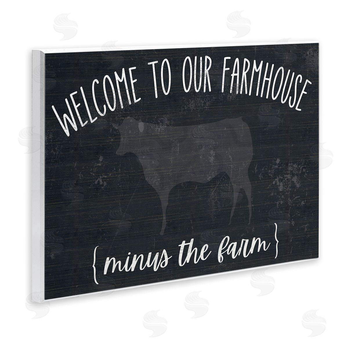 White Ladder Welcome To Farmhouse Playful Rustic Cow  Wall Plaque Art Print