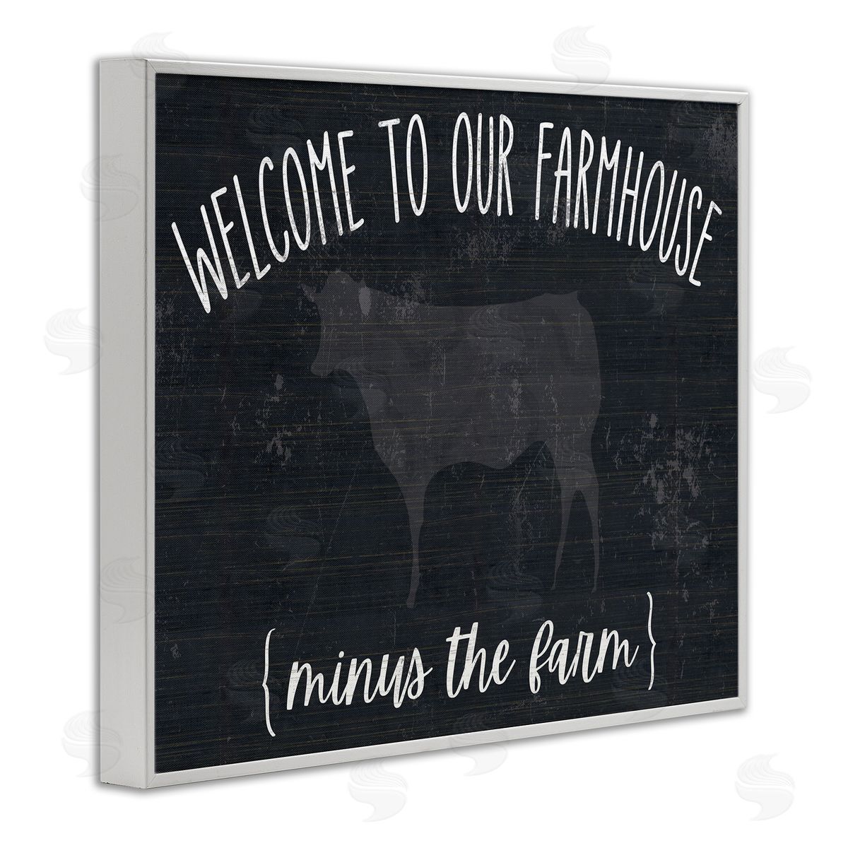 White Ladder Welcome To Farmhouse Playful Rustic Cow  White Framed Giclee Wall Art Print