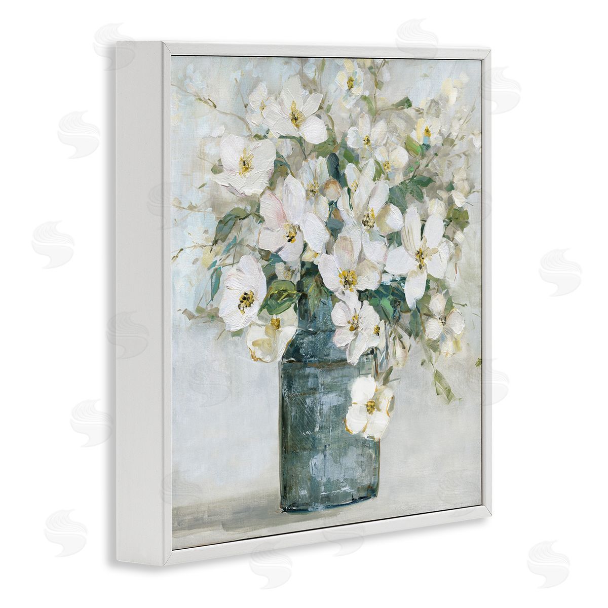 Sally Swatland White Geranium Bouquet Blossoming Flower Arrangement Vase White Framed Glicee Wall Art Print