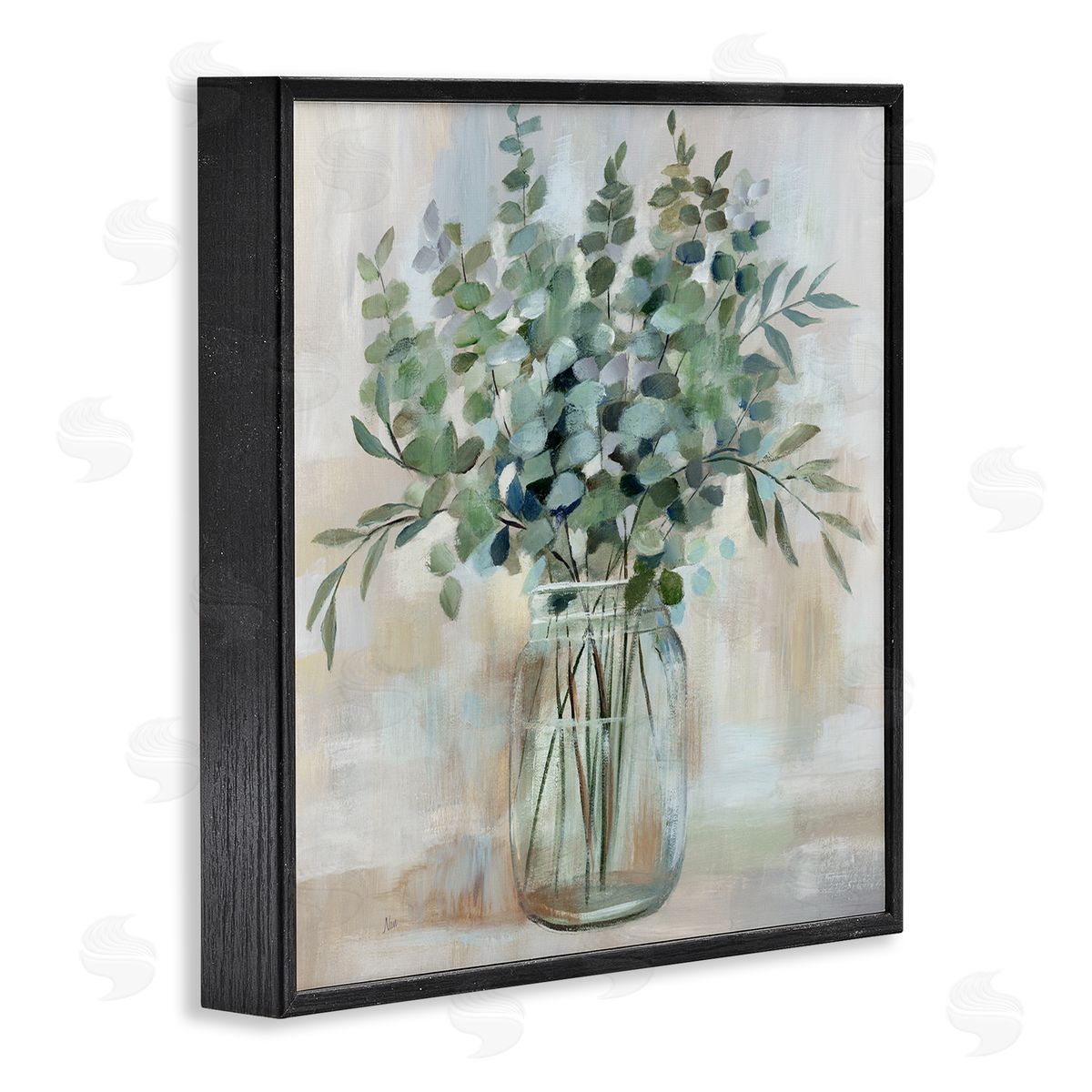 Soothing Eucalyptus Herb Arrangement Black Frame Print Wall Art, Home Decor by Nan