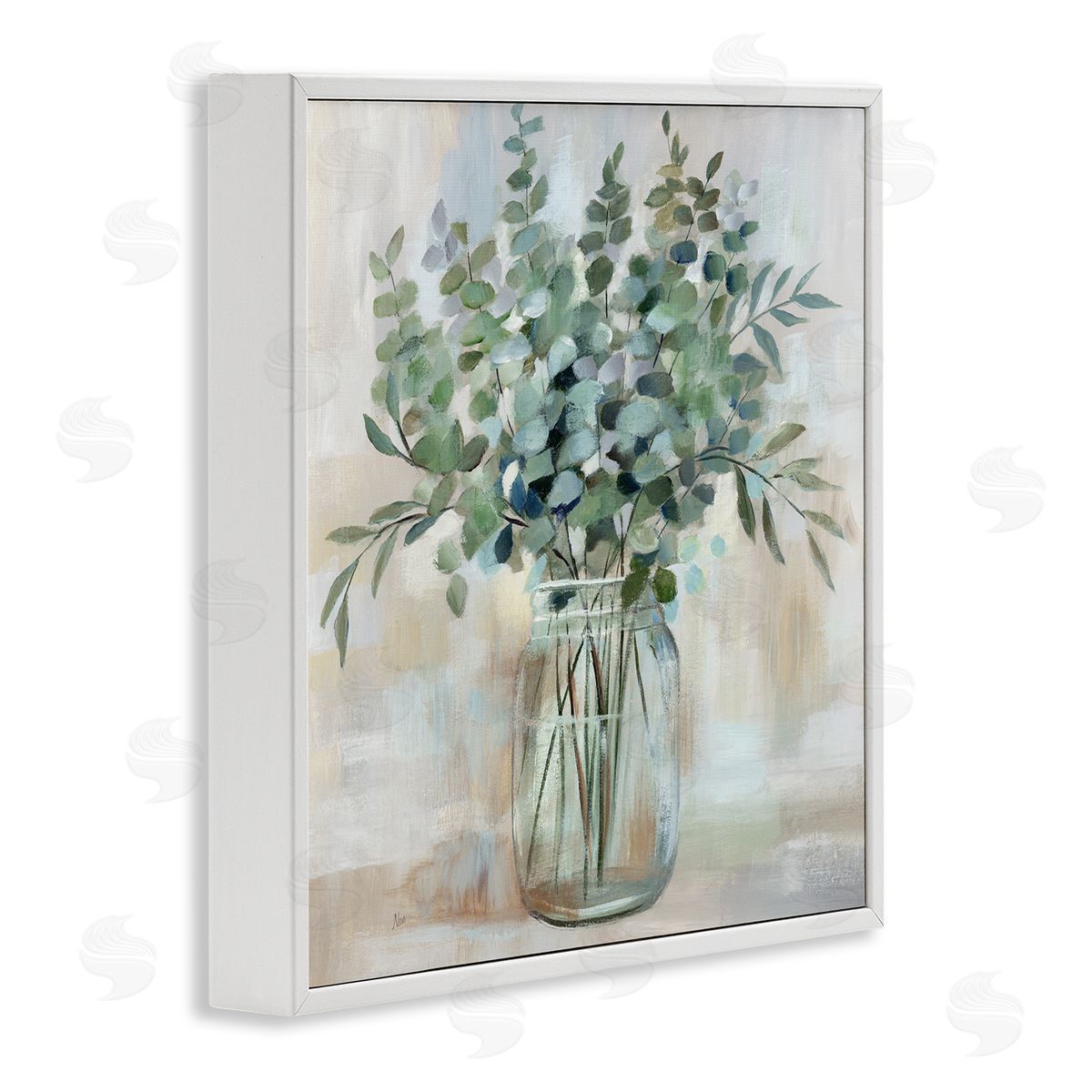 Soothing Eucalyptus Herb Arrangement White Frame Print Wall Art, Home Decor by Nan