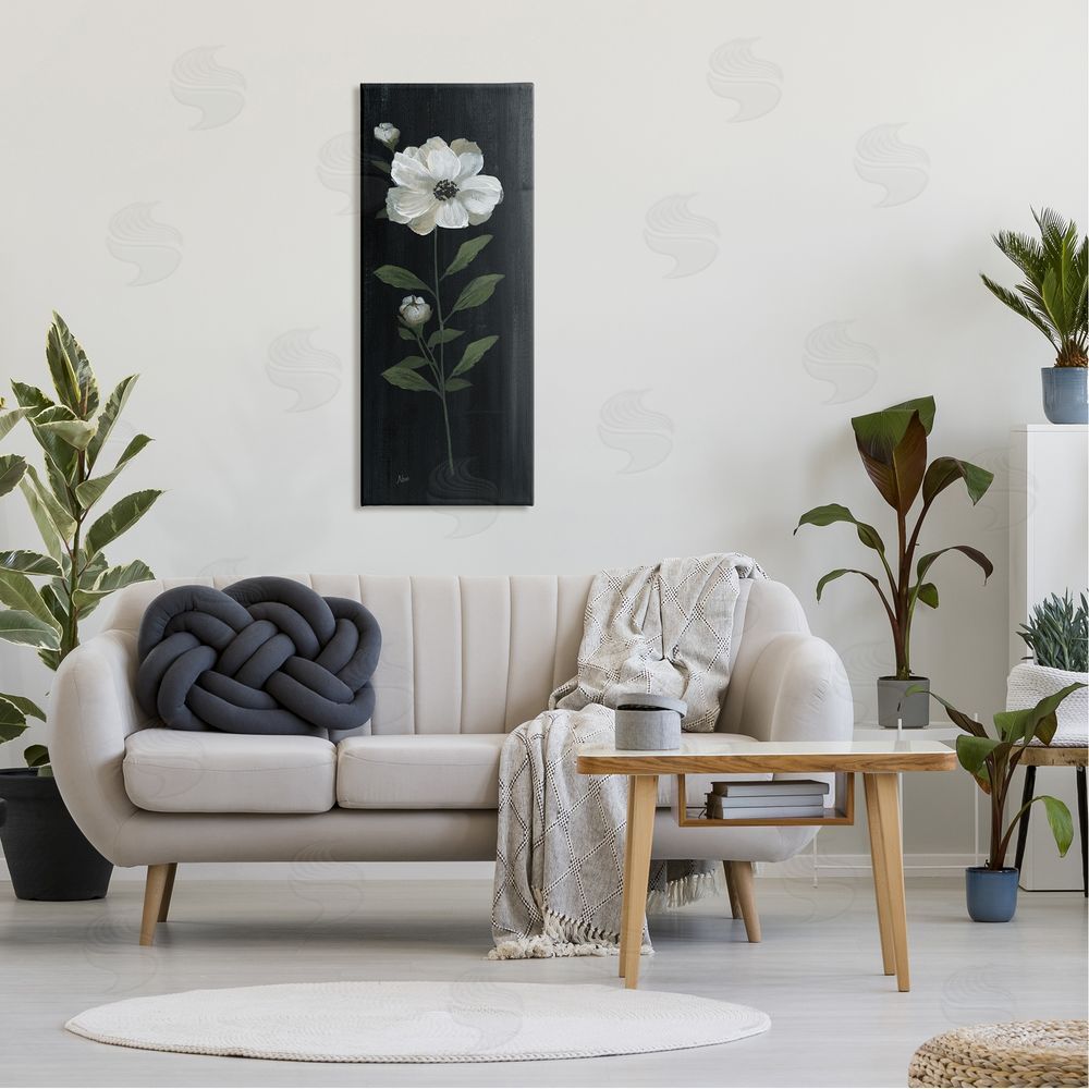 Nan Single White Flower Sprig Stark Rustic Background 