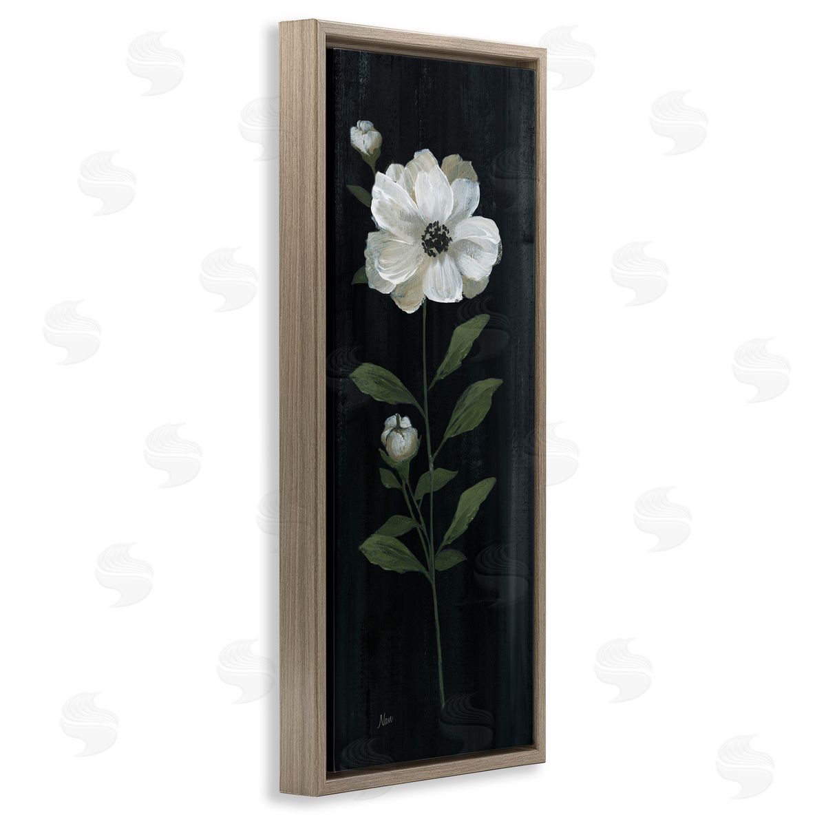 Nan Single White Flower Sprig Stark Rustic Background 