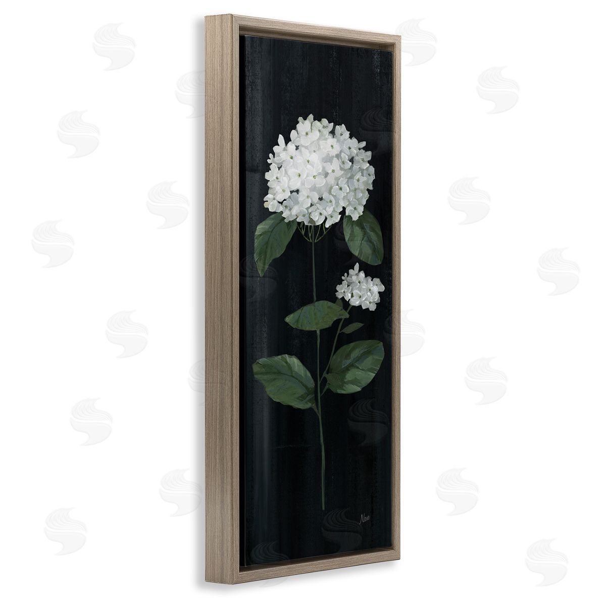 Distressed Hydrangea Flower Blossom Brown Floating Frame Canvas Wall Art, Home Decor by Nan
