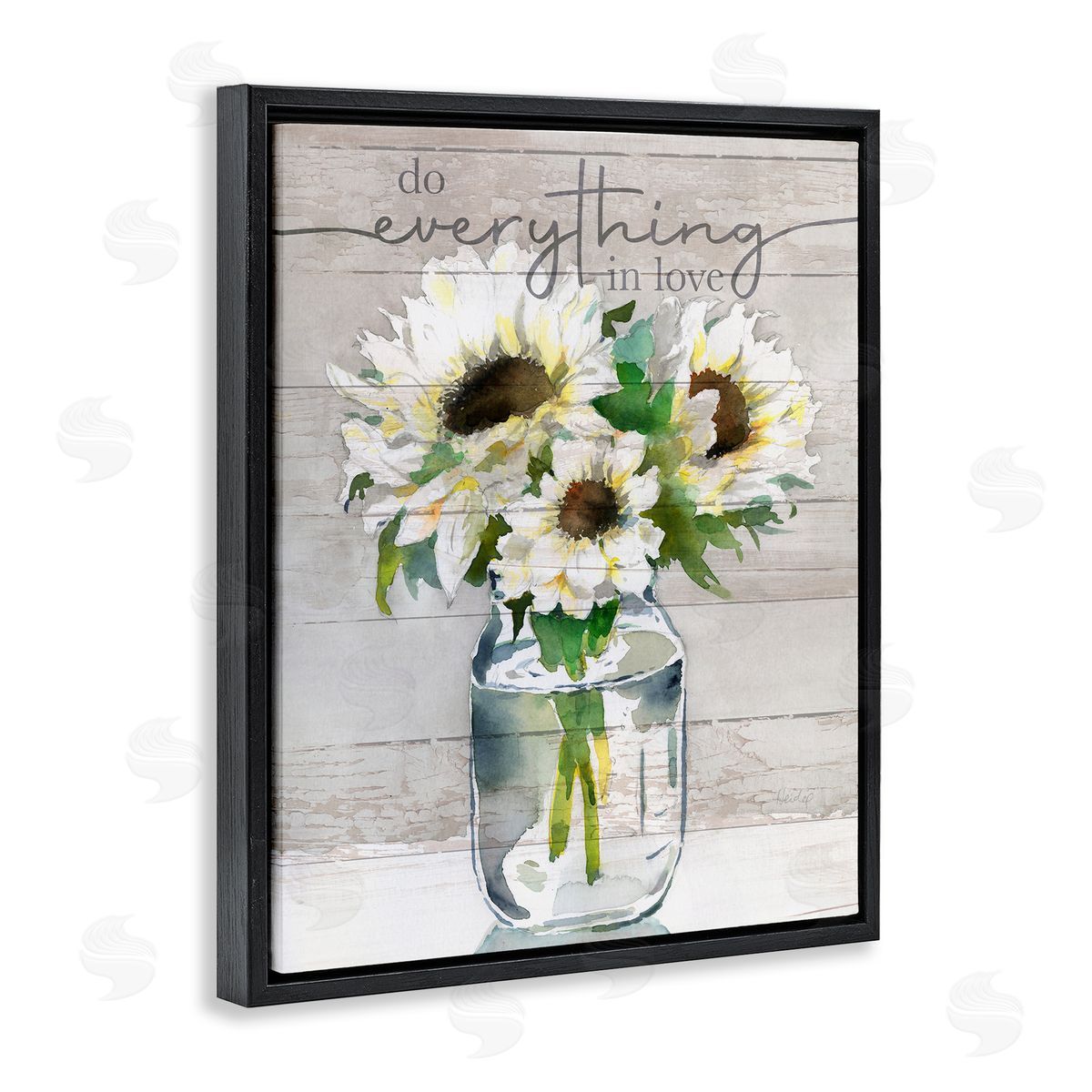 Theresa Troise Heidel Everything in Love Romantic Country Blooms Bouquet Black Floating Frame Canvas Wall Art Print
