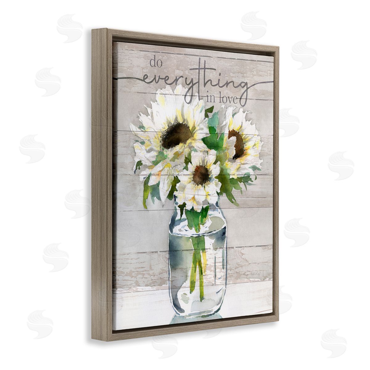 Theresa Troise Heidel Everything in Love Romantic Country Blooms Bouquet Brown Floating Frame Canvas Wall Art Print