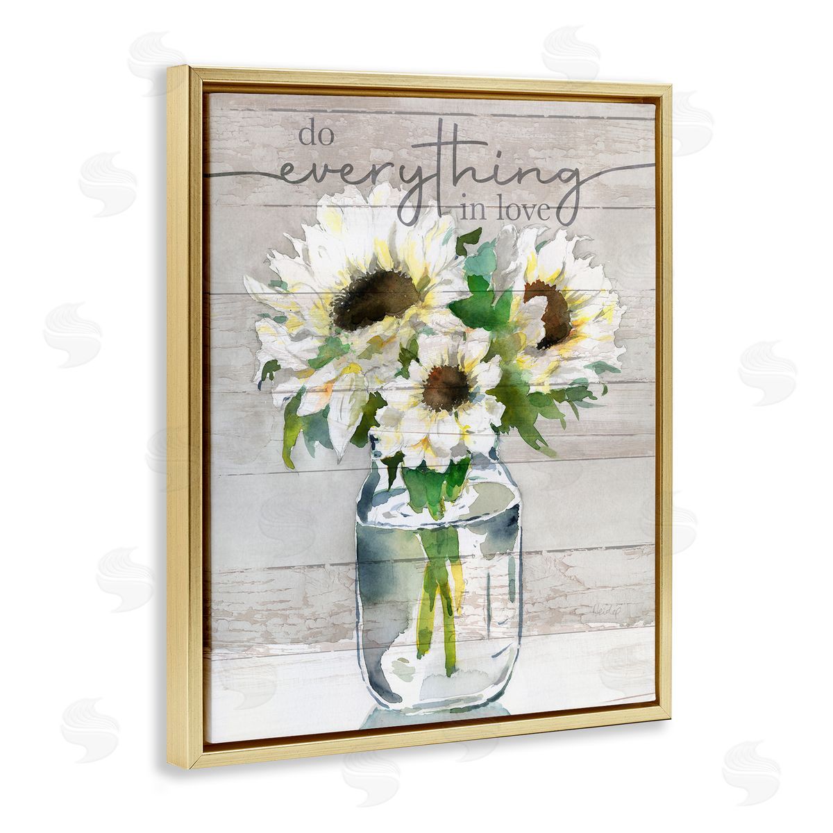 Theresa Troise Heidel Everything in Love Romantic Country Blooms Bouquet Gold Floating Frame Canvas Wall Art Print