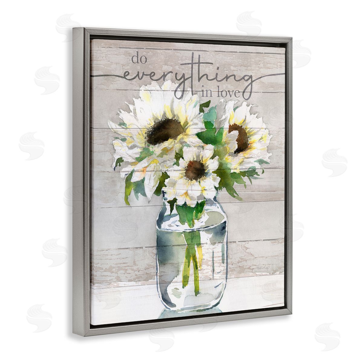 Theresa Troise Heidel Everything in Love Romantic Country Blooms Bouquet Gray Floating Frame Canvas Wall Art Print