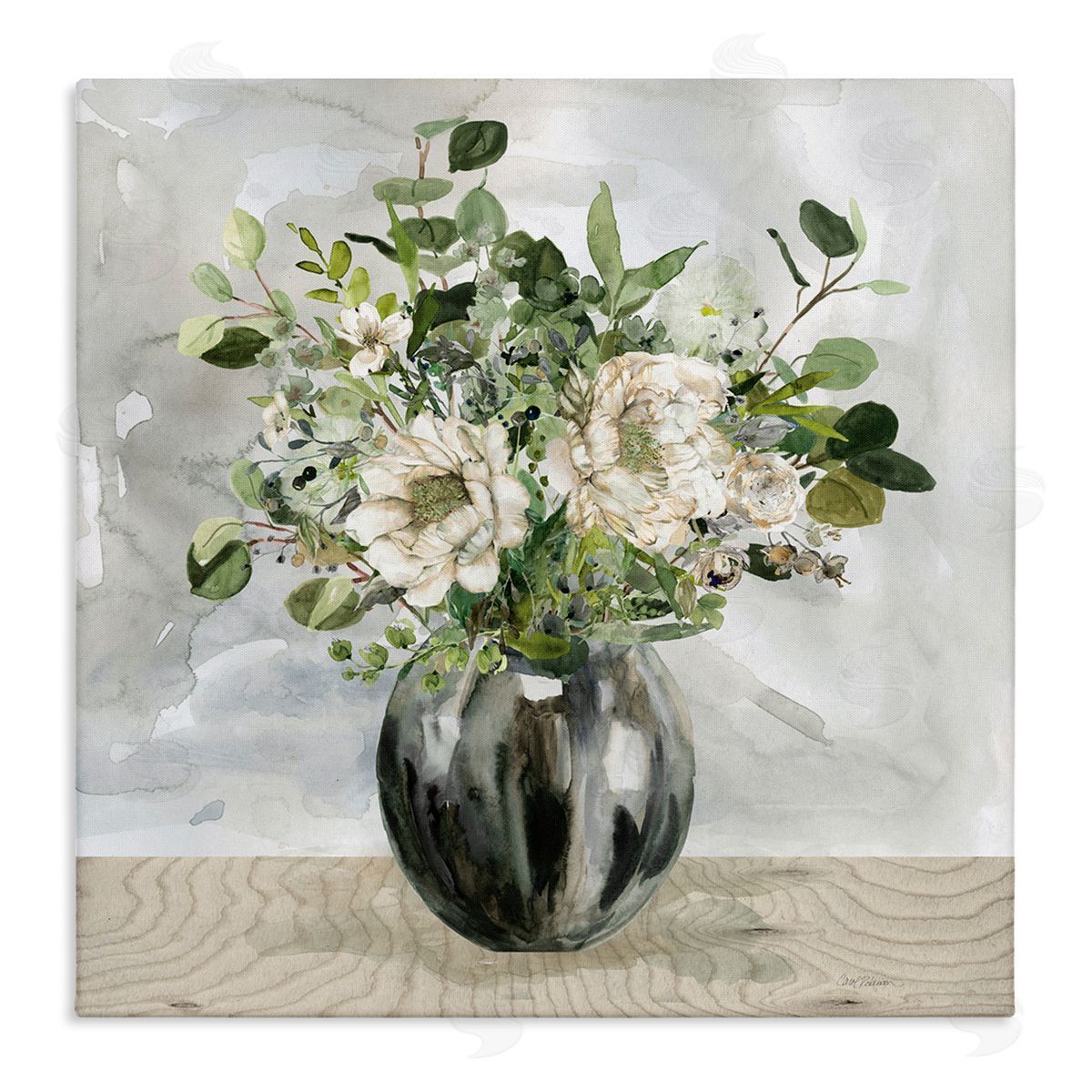 Carol Robinson Detailed Flower Arrangement Mixed Blooms Vase Bouquet Stretched Canvas Wall Art Print