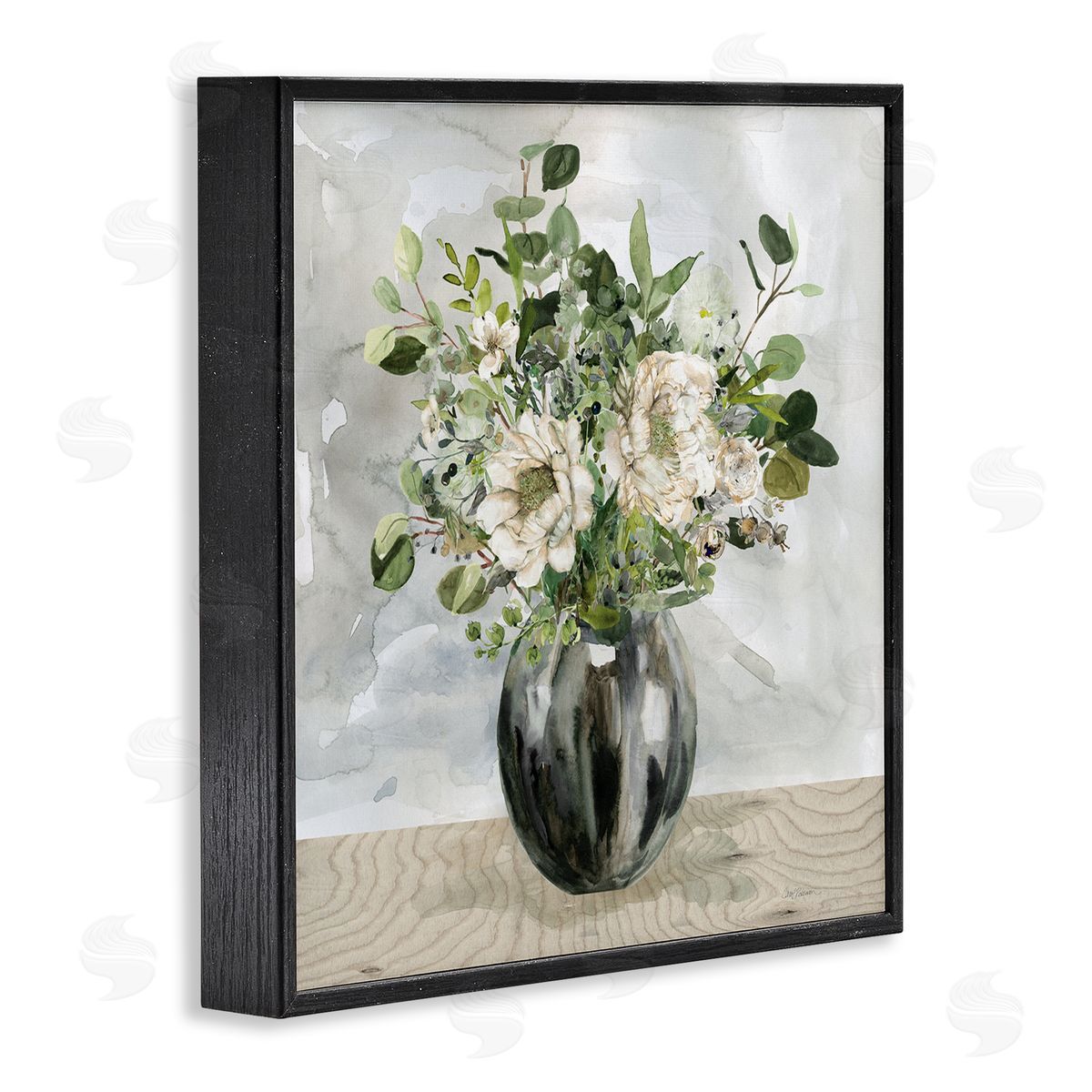 Carol Robinson Detailed Flower Arrangement Mixed Blooms Vase Bouquet Black Framed Glicee Wall Art Print