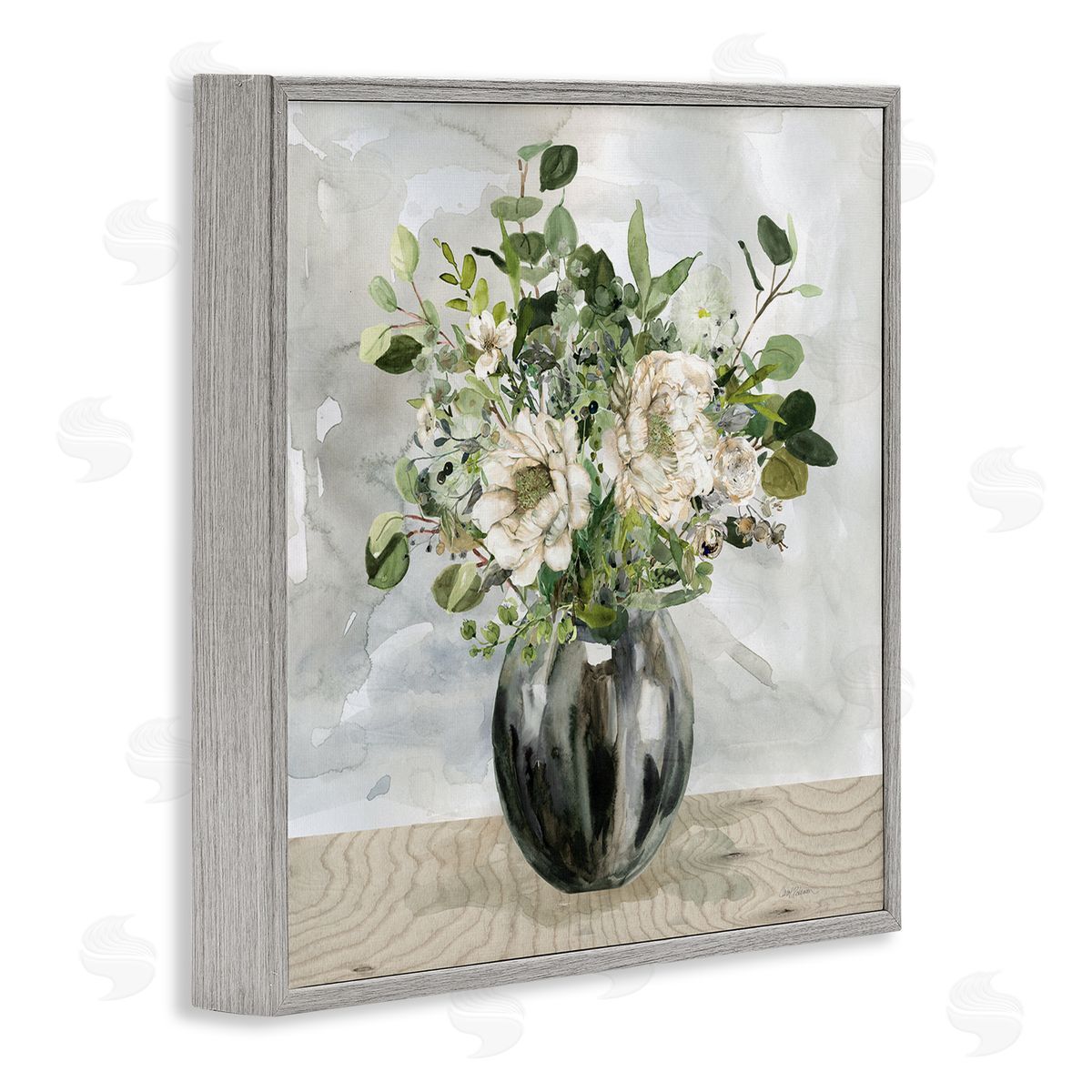 Carol Robinson Detailed Flower Arrangement Mixed Blooms Vase Bouquet Gray Framed Glicee Wall Art Print