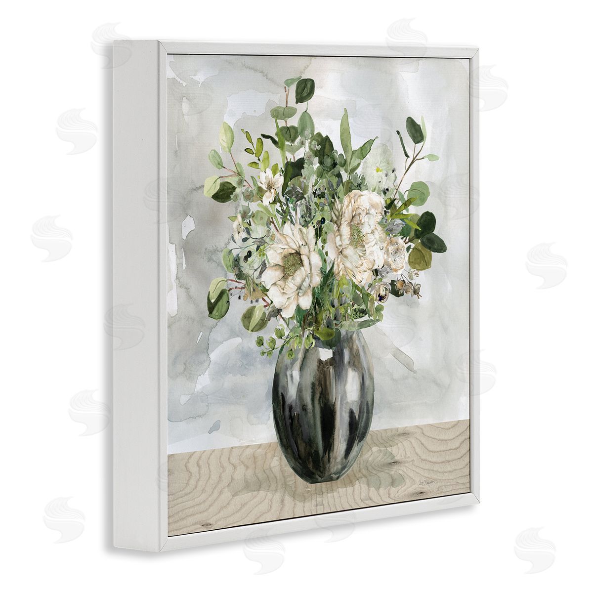 Carol Robinson Detailed Flower Arrangement Mixed Blooms Vase Bouquet White Framed Glicee Wall Art Print