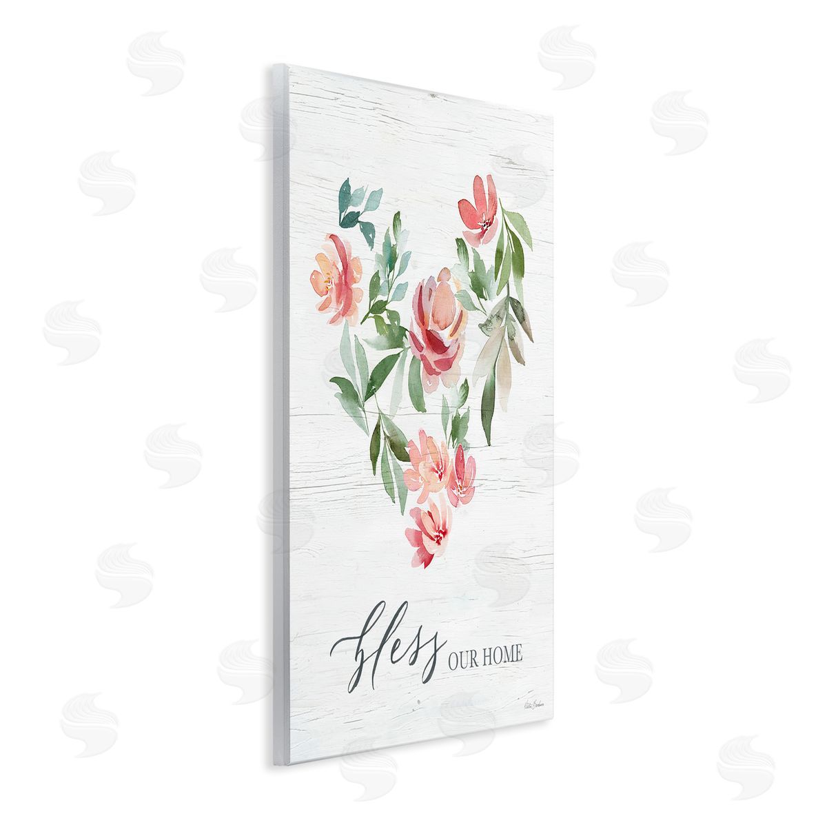 Kristen Brockmon Bless Our Home Grainy Pattern Floral Heart Shape Wall Plaque Art Print