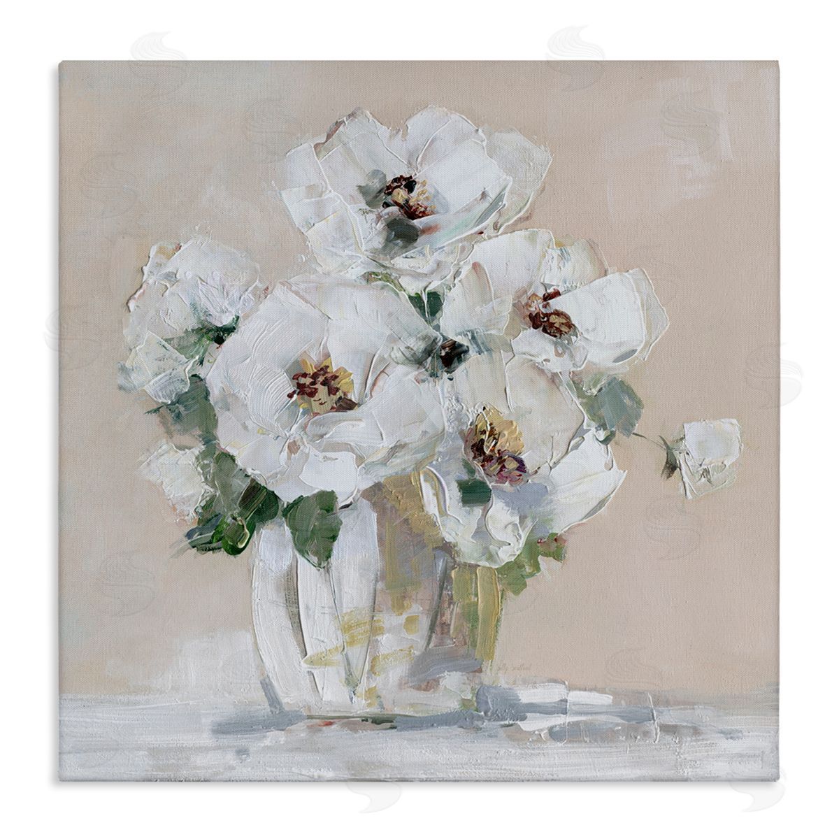 Sally Swatland Traditional Flower Blossom Bouquet Delicate White Petals Stretched Canvas Wall Art Print