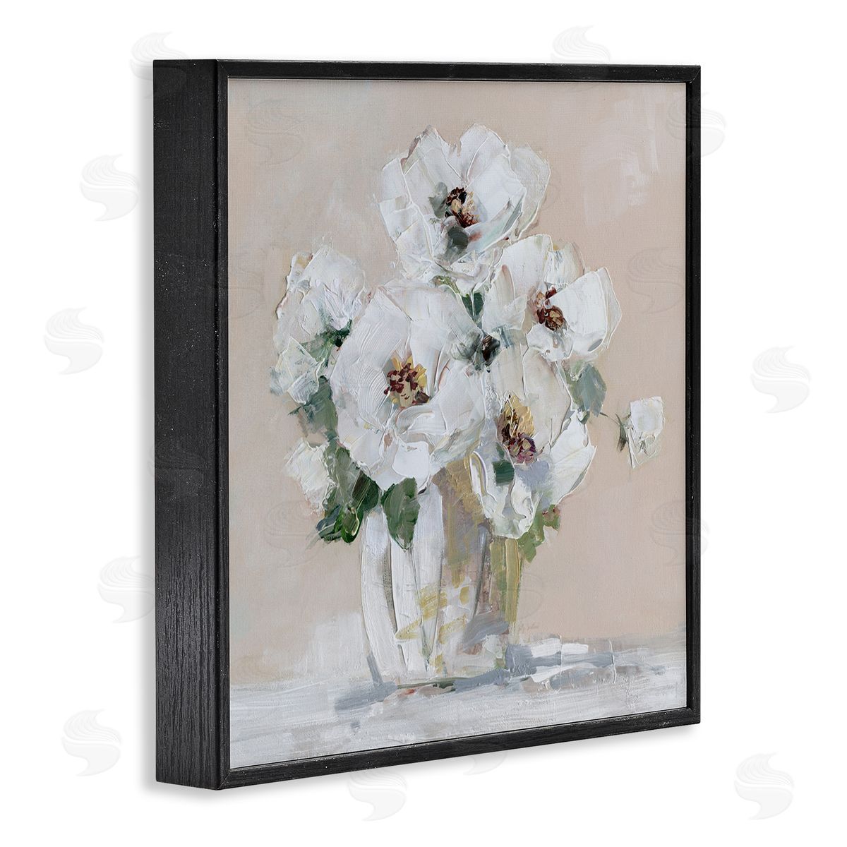 Sally Swatland Traditional Flower Blossom Bouquet Delicate White Petals Black Framed Glicee Wall Art Print