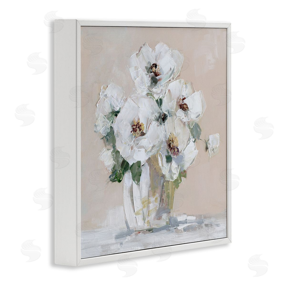 Sally Swatland Traditional Flower Blossom Bouquet Delicate White Petals White Framed Glicee Wall Art Print