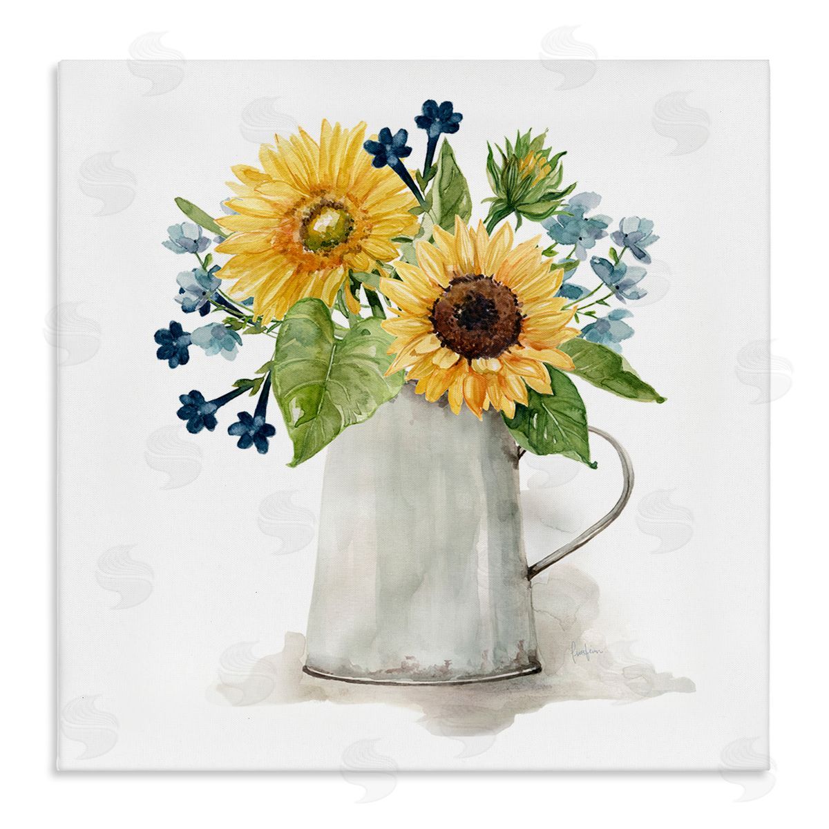 Livi Finn Vivid Summer Blooms Rustic Country Jug Vase Stretched Canvas Wall Art Print