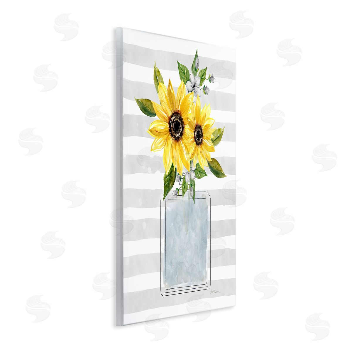 Carol Robinson Flower Blossoms Perfume Bottle Vase Casual Stripes Wall Plaque Art Print