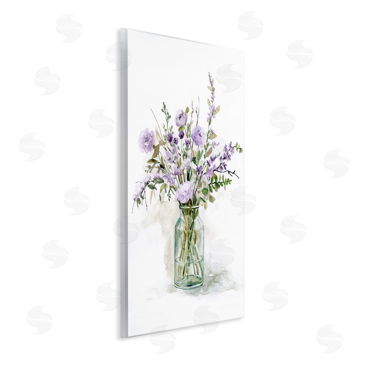 Carol Robinson Dainty Lavender Blooms Arrangement Classic Glass Vase Wall Plaque Art Print