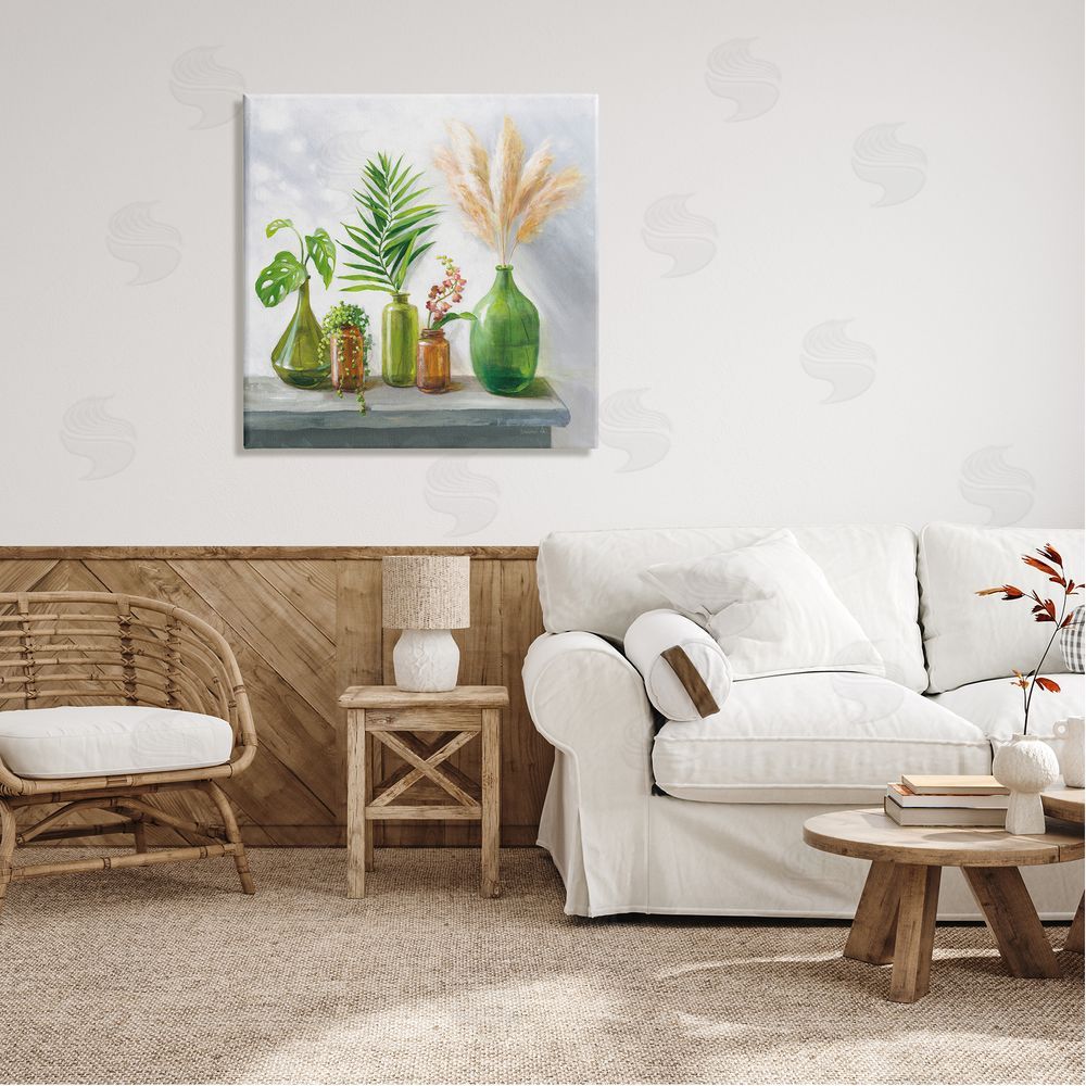 Danhui Nai Varied Ikebana Botanical Leaves Arrangement Still Life  Canvas Wall Art in Room