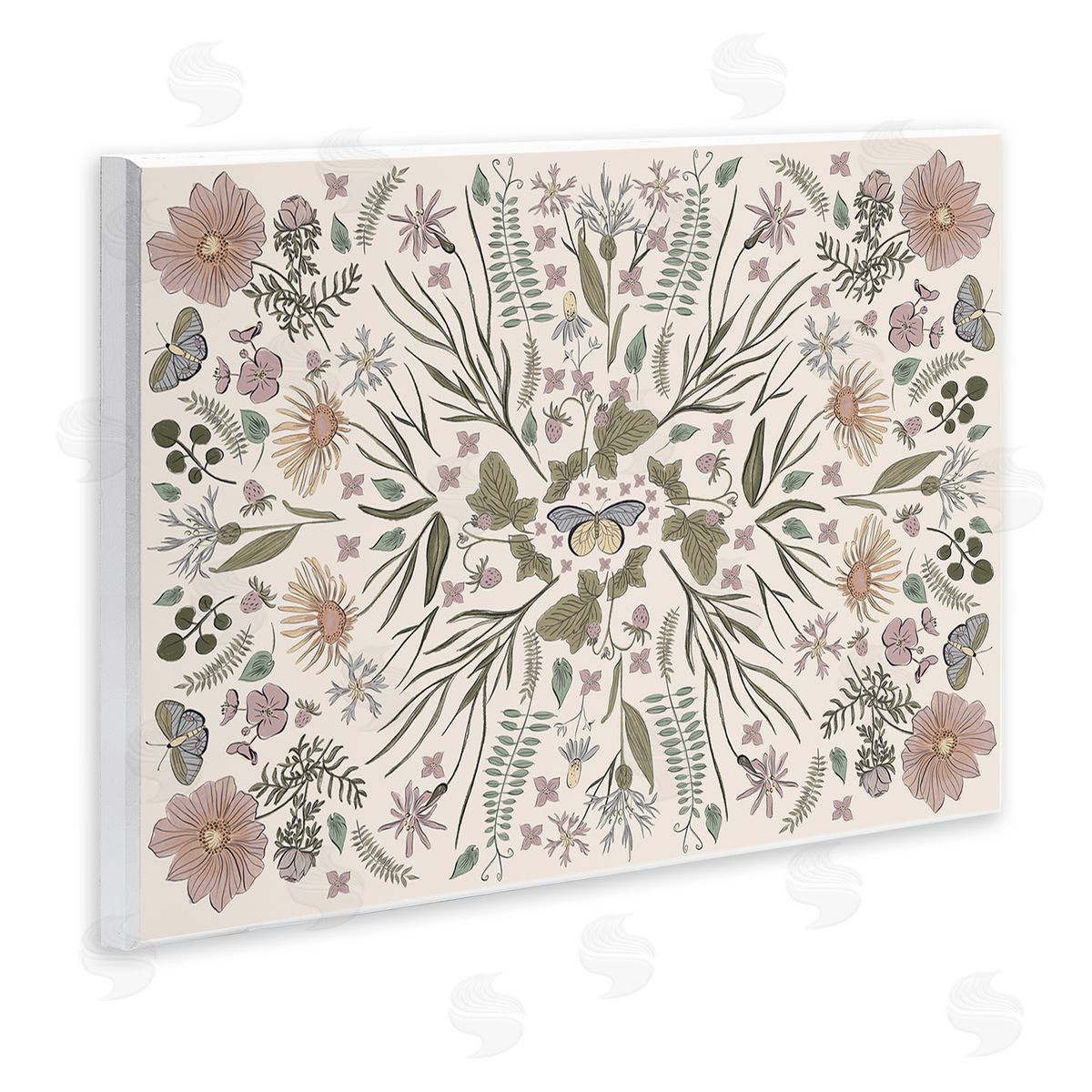 Birgit Maria Kiennast Delicate Botanical Pattern Intricate Butterfly Insects Wall Plaque Art Print