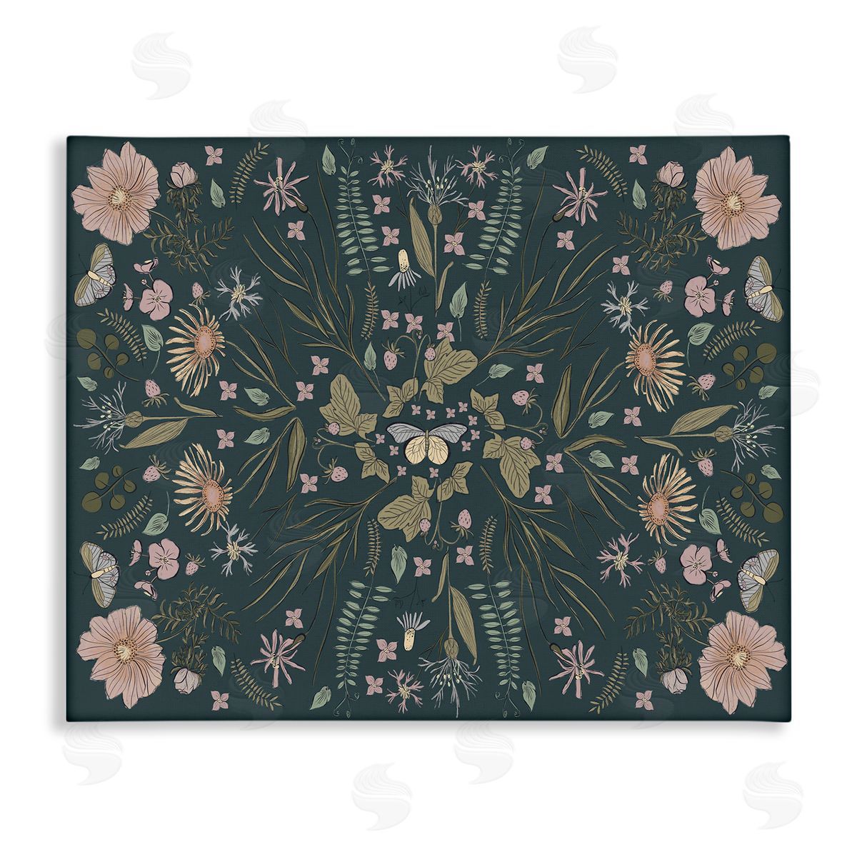 Birgit Maria Kiennast Varied Floral Botanical Pattern Butterfly Insect  Stretched Canvas Wall Art Print