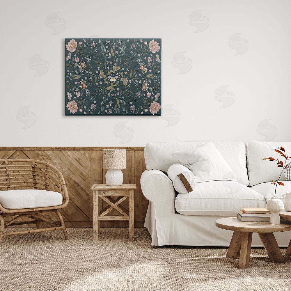 Birgit Maria Kiennast Varied Floral Botanical Pattern Butterfly Insect  Canvas Wall Art Print in Room