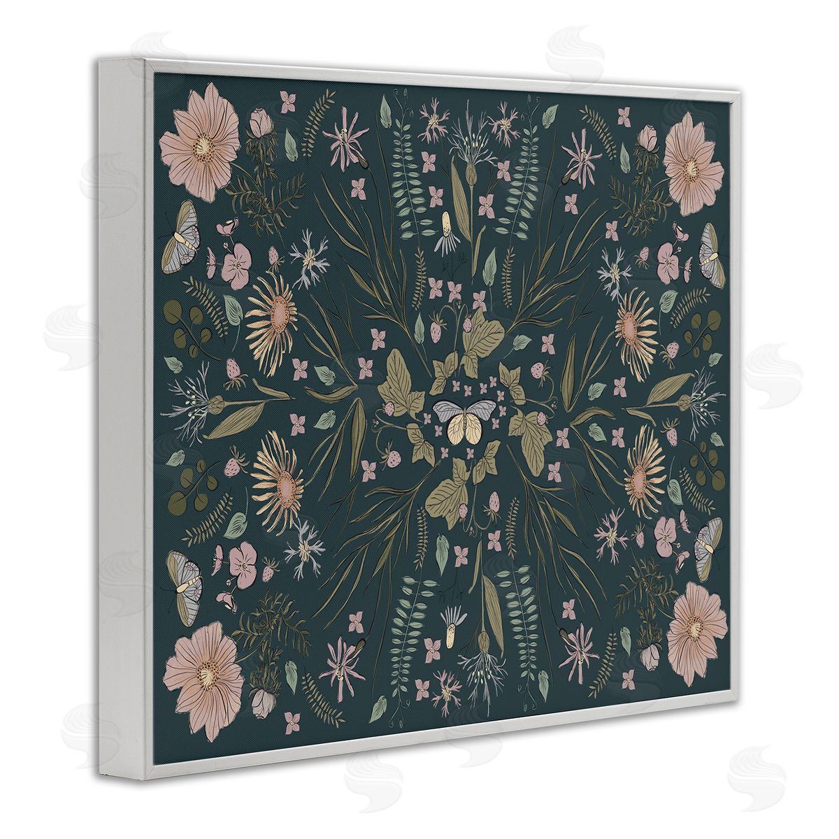 Birgit Maria Kiennast Varied Floral Botanical Pattern Butterfly Insect  White Framed Giclee Wall Art Print