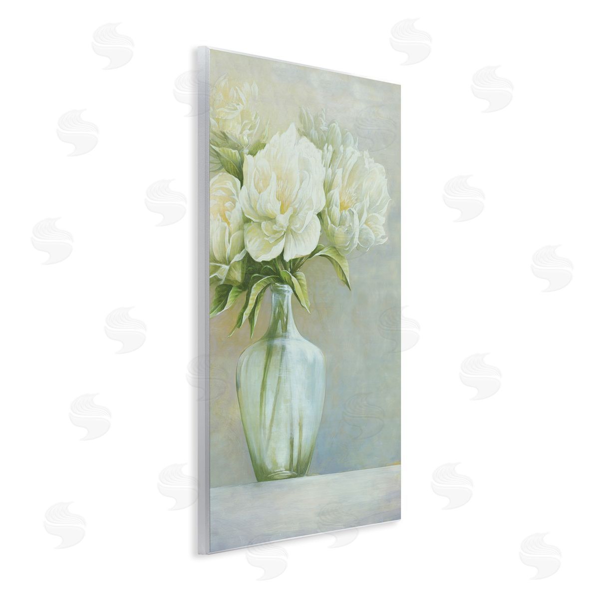 Cloverfield & Co. Blooming White Flowers Traditional Vase Still Life Wall Plaque Art Print