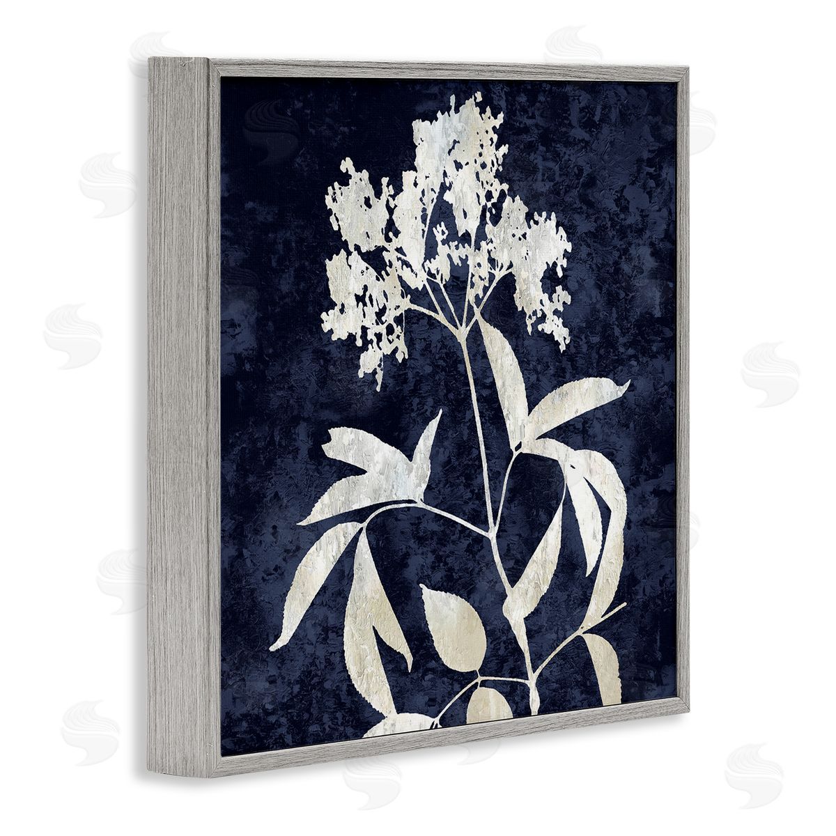 Danielle Carson Contemporary Flower Sprig Botanical Leaves Shapes Design Gray Framed Glicee Wall Art Print