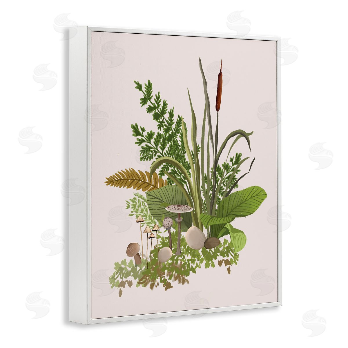 House of Rose Varied Nature Botanicals Forest Floor Mushrooms Arrangement White Framed Giclee Wall Art Print