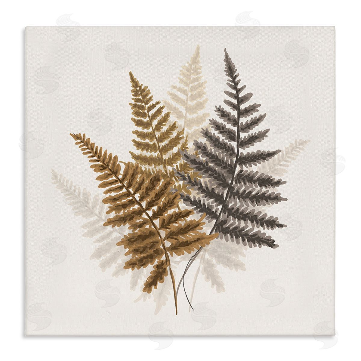 House of Rose Layered Fern Leaves Soft Botanical Earth Tones Stretched Canvas Wall Art Print