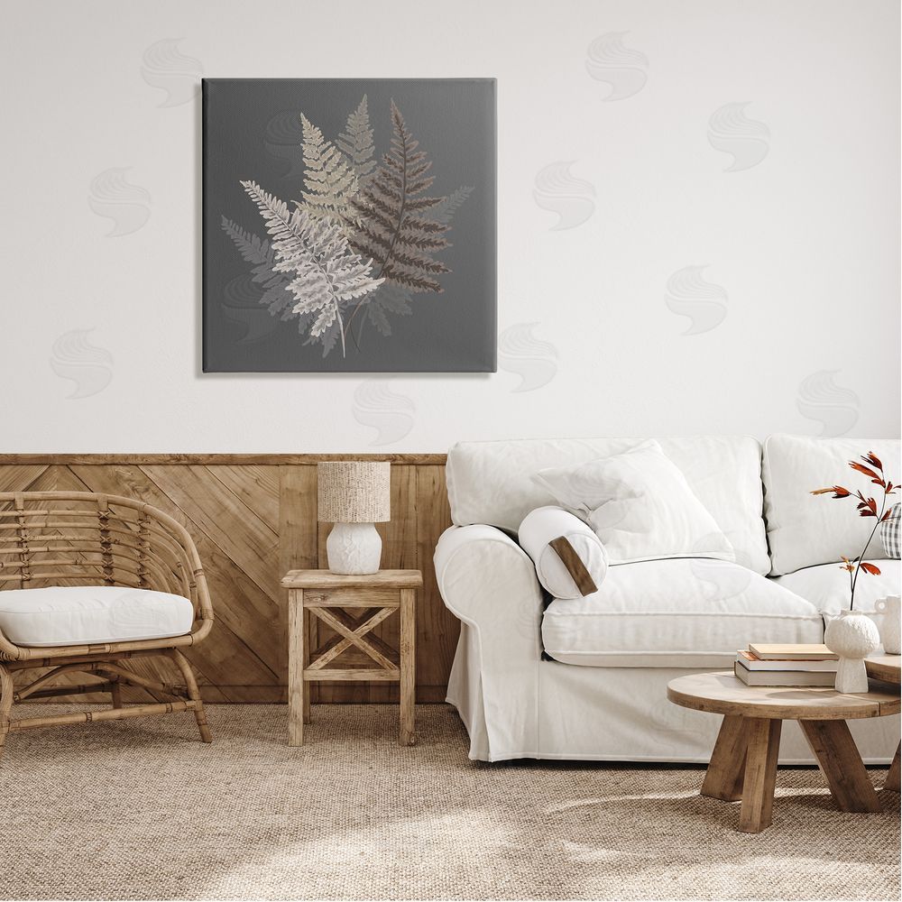 House of Rose Botanical Fern Leaves Modern Layered Nature Design Canvas Wall Art in Room