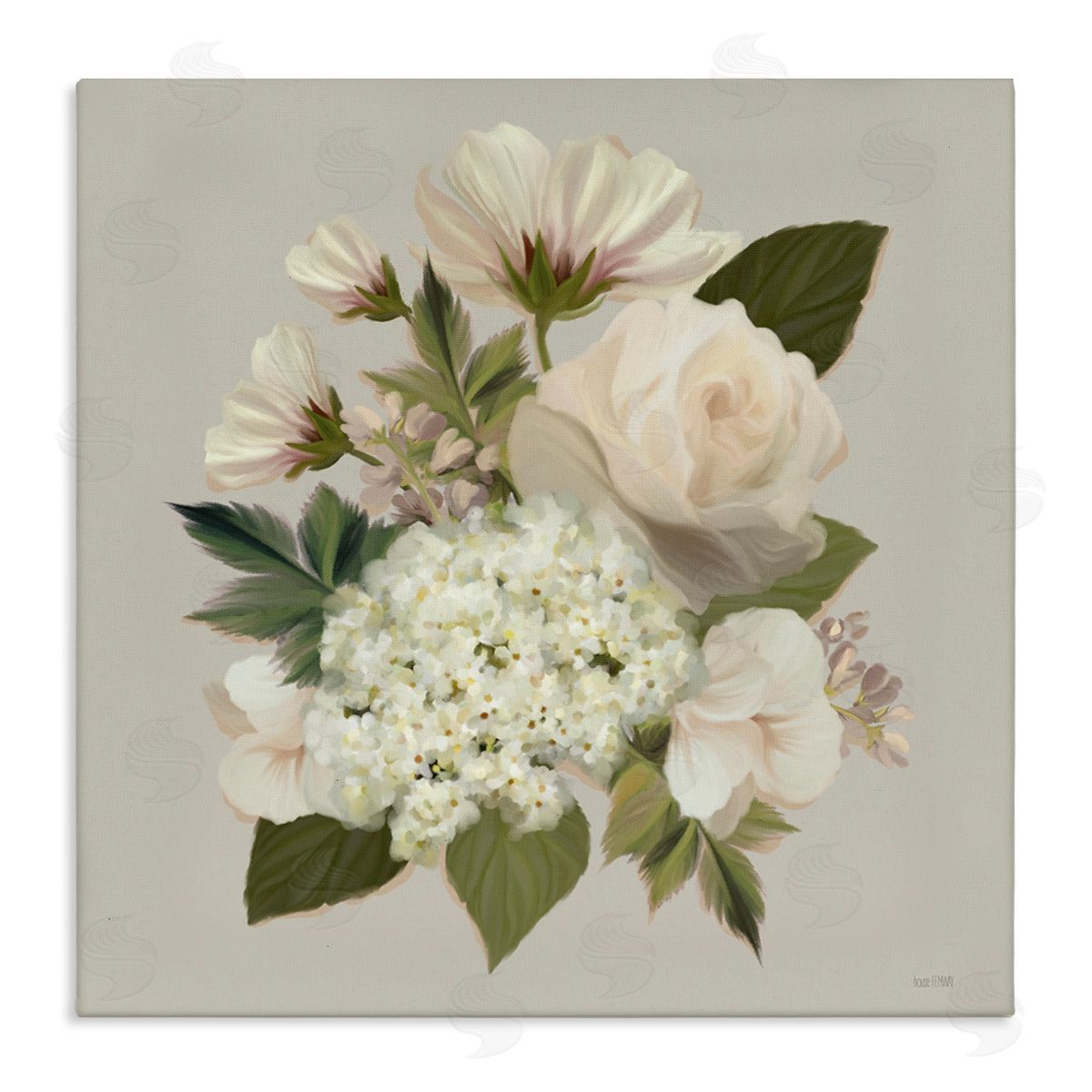 House Fenway Delicate Flower Blossom Arrangement Soft Mixed Botanicals Stretched Canvas Wall Art Print