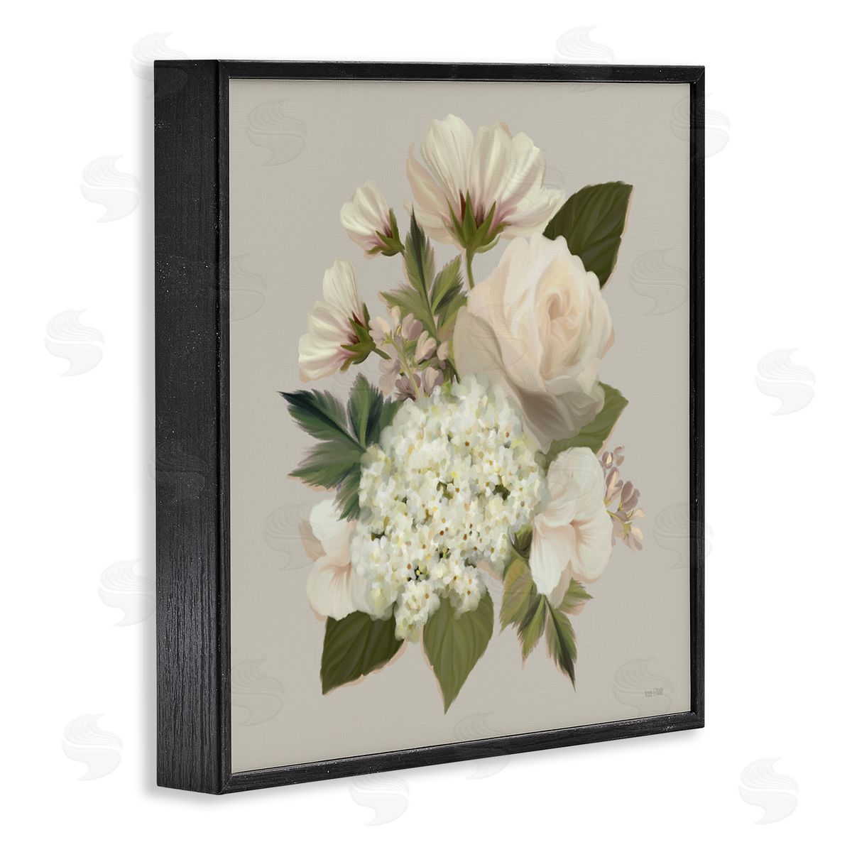 House Fenway Delicate Flower Blossom Arrangement Soft Mixed Botanicals Black Framed Glicee Wall Art Print