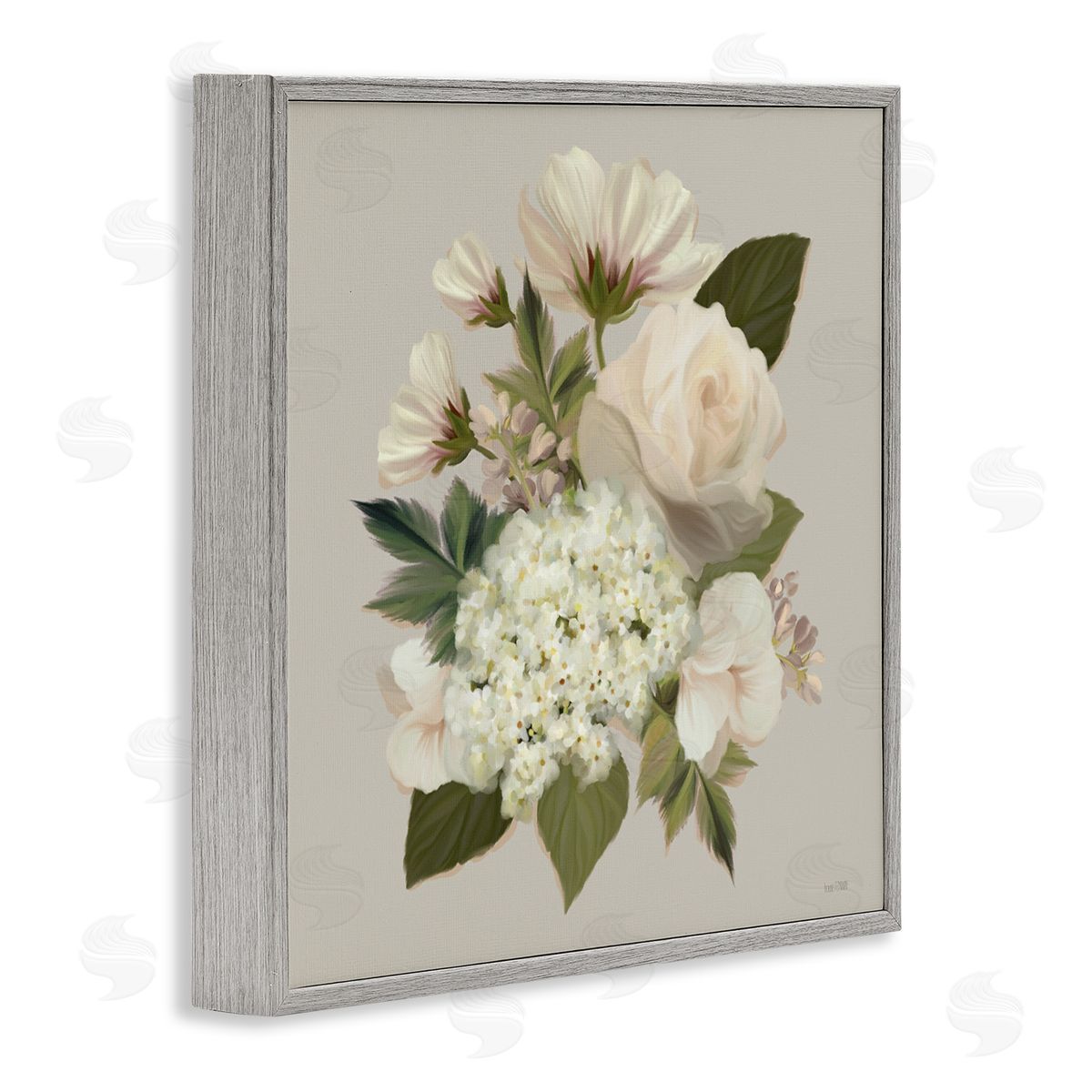 House Fenway Delicate Flower Blossom Arrangement Soft Mixed Botanicals Gray Framed Glicee Wall Art Print