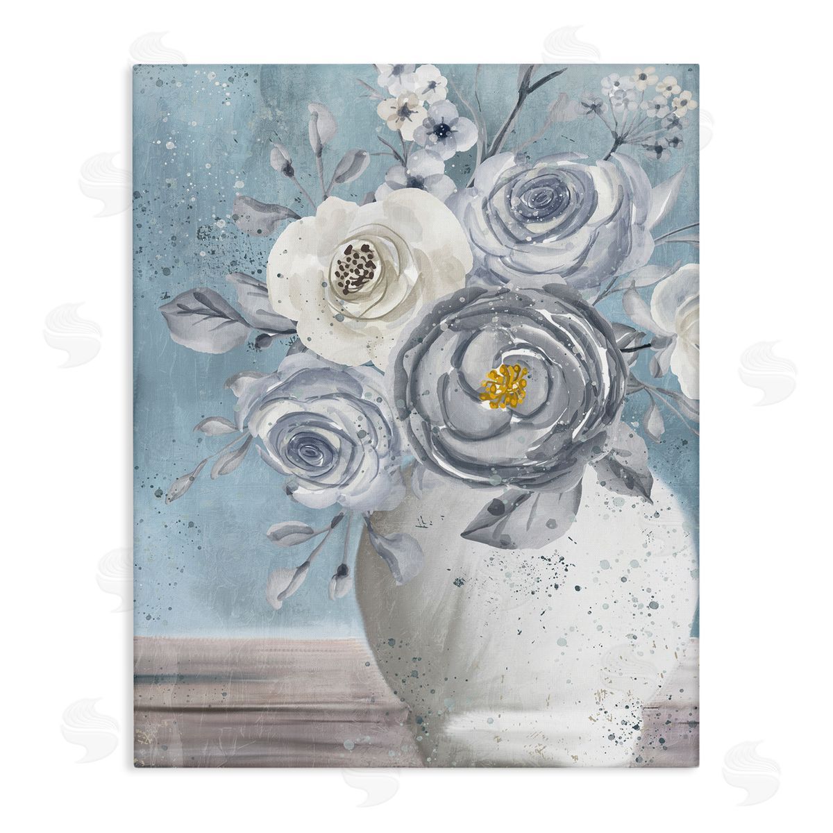 Kim Allen Speckled Flower Arrangement Vase Varied Full Blooms Stretched Canvas Wall Art Print
