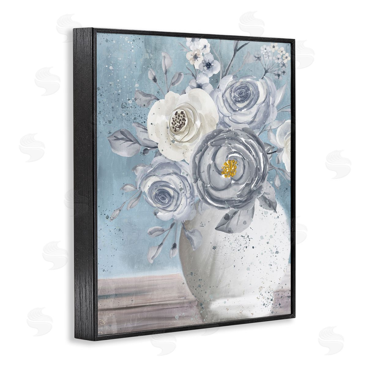 Kim Allen Speckled Flower Arrangement Vase Varied Full Blooms Black Framed Giclee Wall Art Print