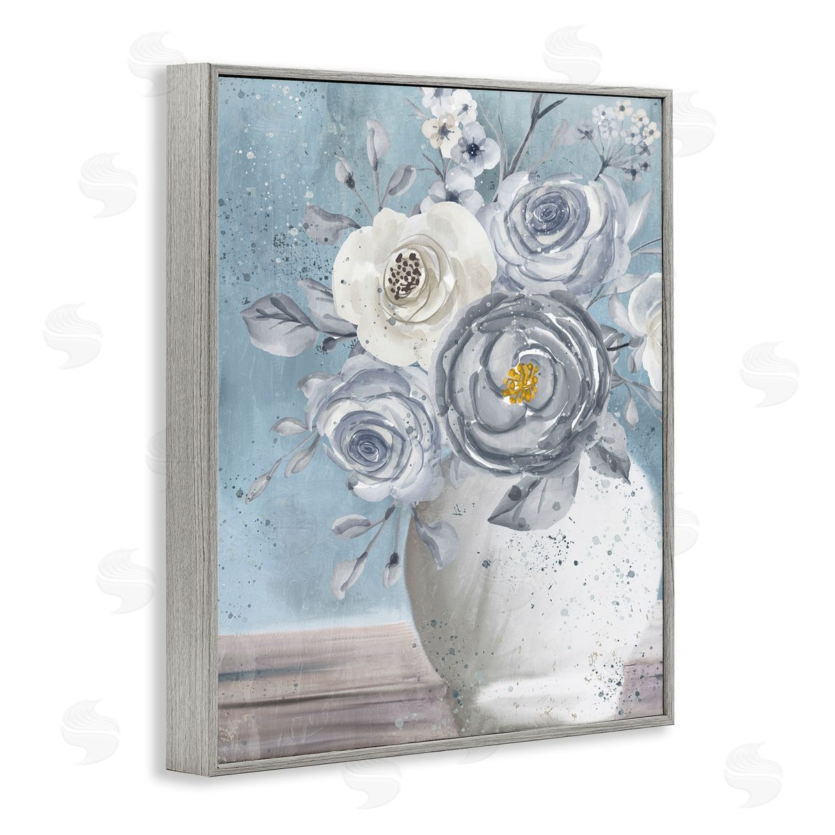 Kim Allen Speckled Flower Arrangement Vase Varied Full Blooms Gray Framed Giclee Wall Art Print