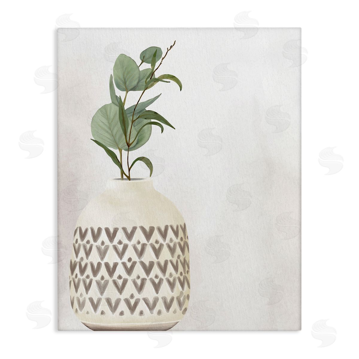Kim Allen Single Eucalyptus Herb Sprig Patterned Plant Vase  Stretched Canvas Wall Art Print
