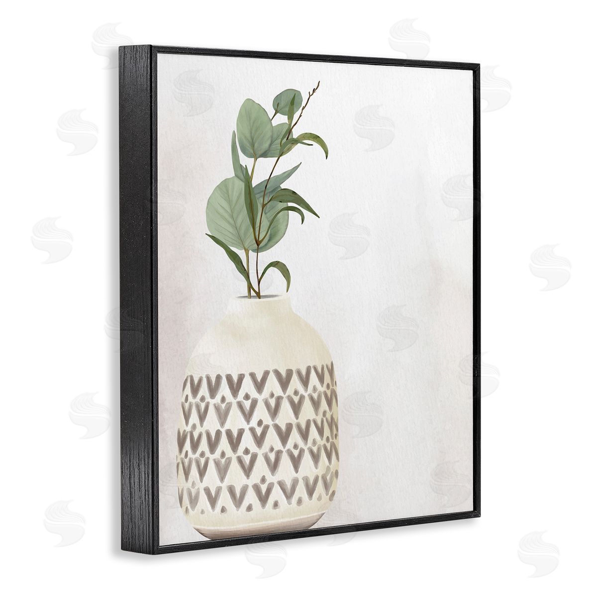 Kim Allen Single Eucalyptus Herb Sprig Patterned Plant Vase  Black Framed Giclee Wall Art Print