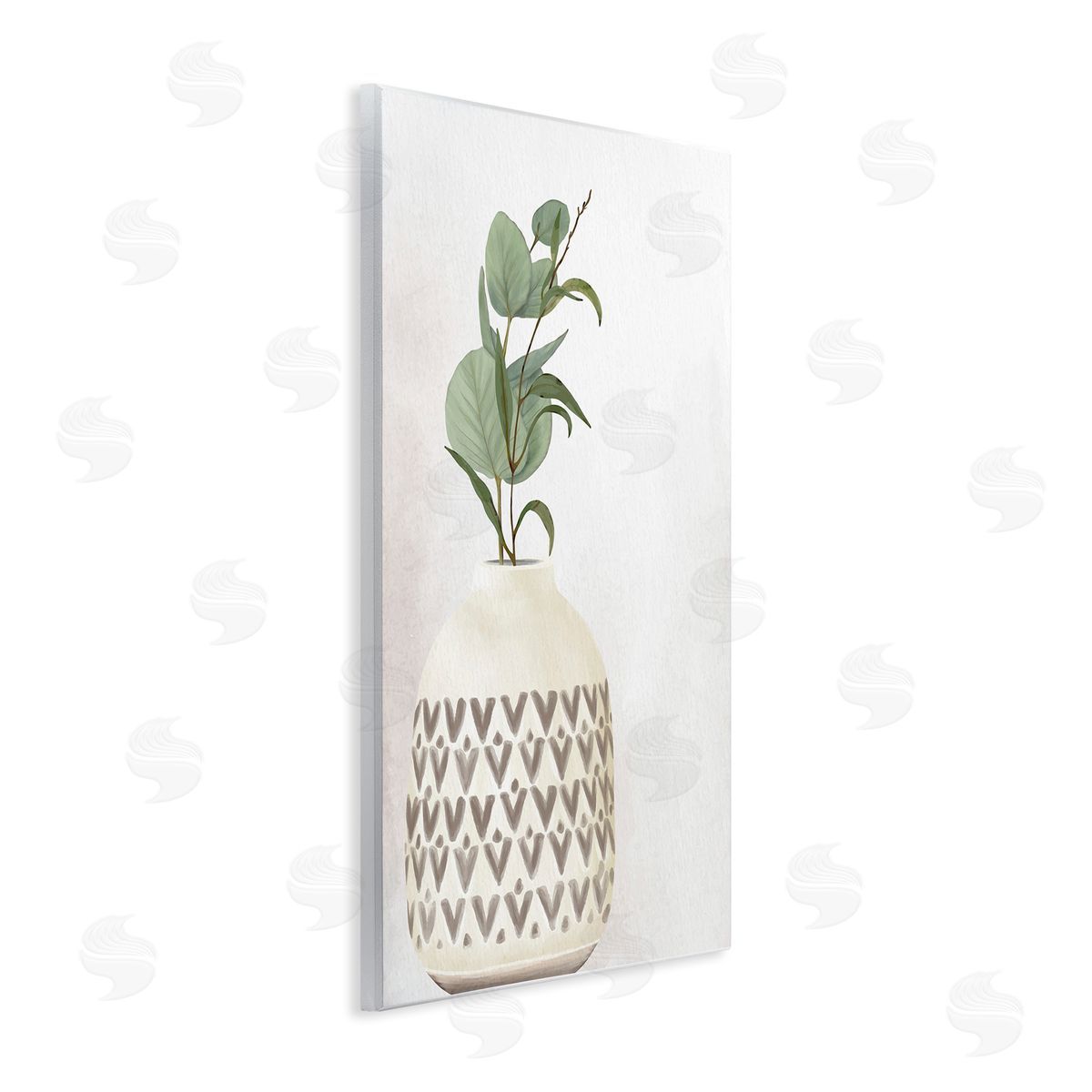 Kim Allen Single Eucalyptus Herb Sprig Patterned Plant Vase  Wall Plaque Art Print